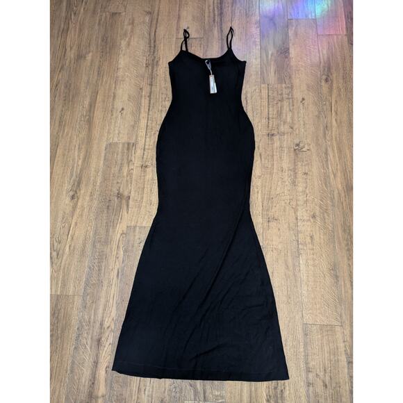 SKIMS Dresses & Skirts - SKIMS Soft Lounge Long Ribbed Slip Dress Onyx AP-DRS-0596 Size Large